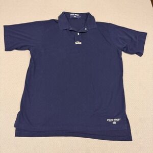 RLX Ralph Lauren Polo Shirt Mens L Navy Blue Knit Preppy Golf Casual